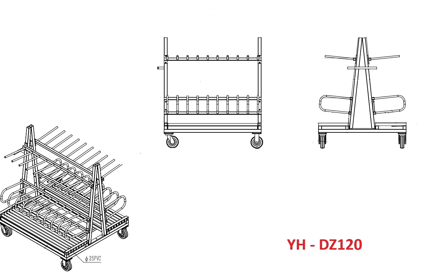 YH-DZ120 Double-Sided Profile Storage Trolley — view 1